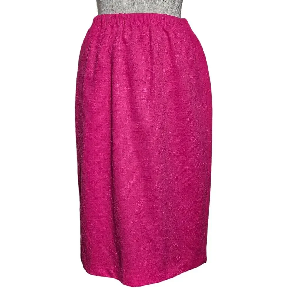 Vintage Pink Pull on Pencil Midi Skirt Size 10